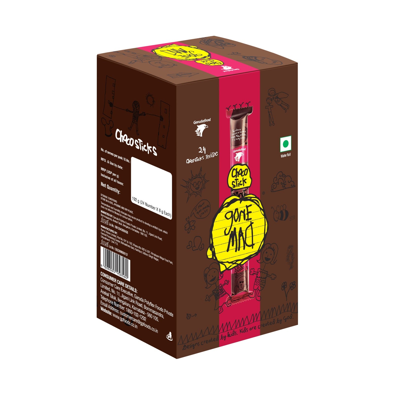 Gone Mad Premium Choco-Filled Wafer Sticks – 24 Sticks (192g) – Crispy, Creamy & Delicious Chocolate Snack